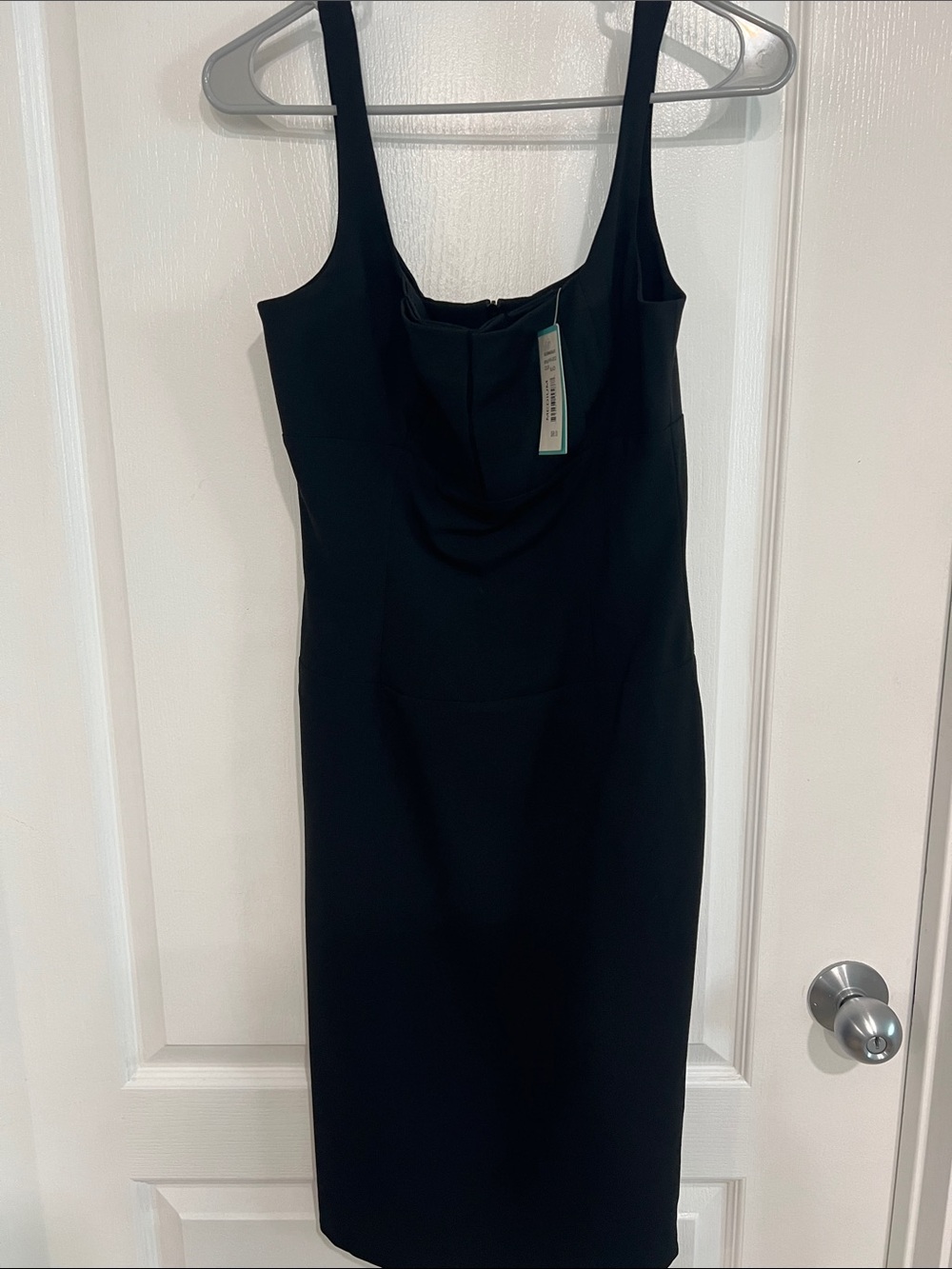 Aqua Black Midi Sheath Dress with Scoop Neck Size M